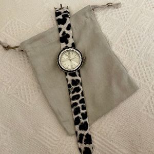 Jimmy Crystal, New York leopard embossed leather strap. Never worn.